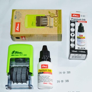 Combo con dấu ngày tháng năm + hủ mực đóng lên mọi chất liệu PET-300 - HÀNG NHẬP KHẨU hiệu SHINY