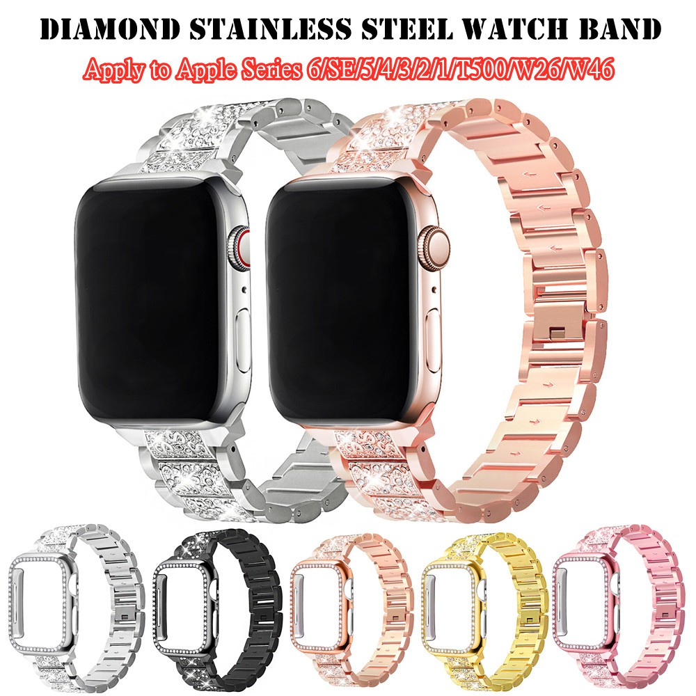 Dây Đeo Đồng Hồ Bằng Thép Không Gỉ 44mm 42mm 40mm 38mm Cho Iwatch Series 6 / SE / 5 / 4 / 3 / 2 / 1 / T500 / W26 / F50 / X7 / HW12