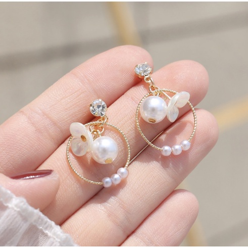 S925 Korean Style Lovely Sparkling Long Earrings