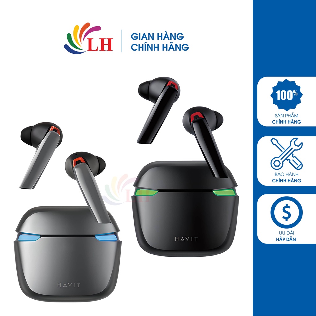 Tai nghe Bluetooth True Wireless Havit TW929 - Hàng chính hãng - Thiết kế nhỏ gọn, Bluetooth v5.0, độ trễ thấp