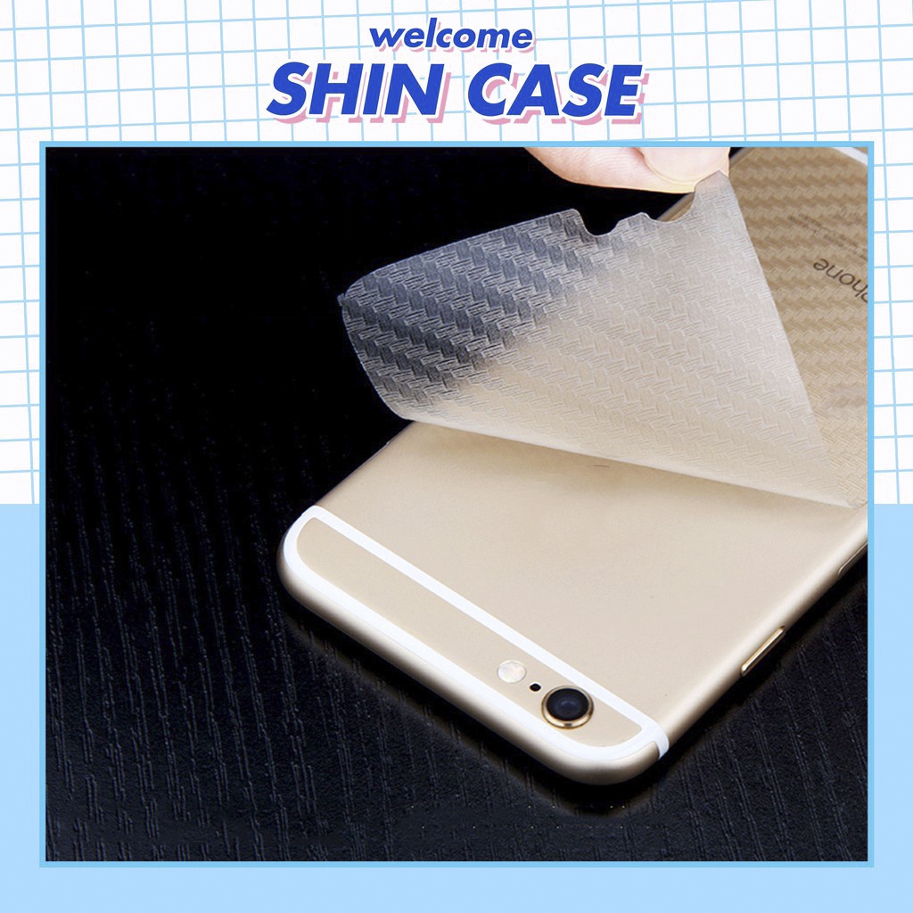 Miếng dán mặt lưng cacbon bảo vệ điện thoại Case 6/6plus/6s/6splus/7/7plus/8/8plus/x/xs/11/12/13/14/pro/max/promax/plus