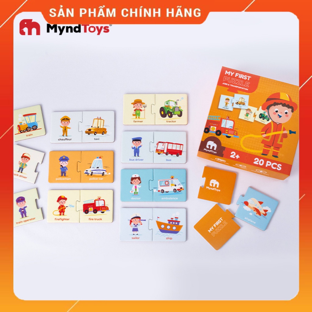 Đồ chơi xếp hình, đồ chơi thông minh giáo dục cho bé Myndtoys My First Puzzle – Jobs and Transportations
