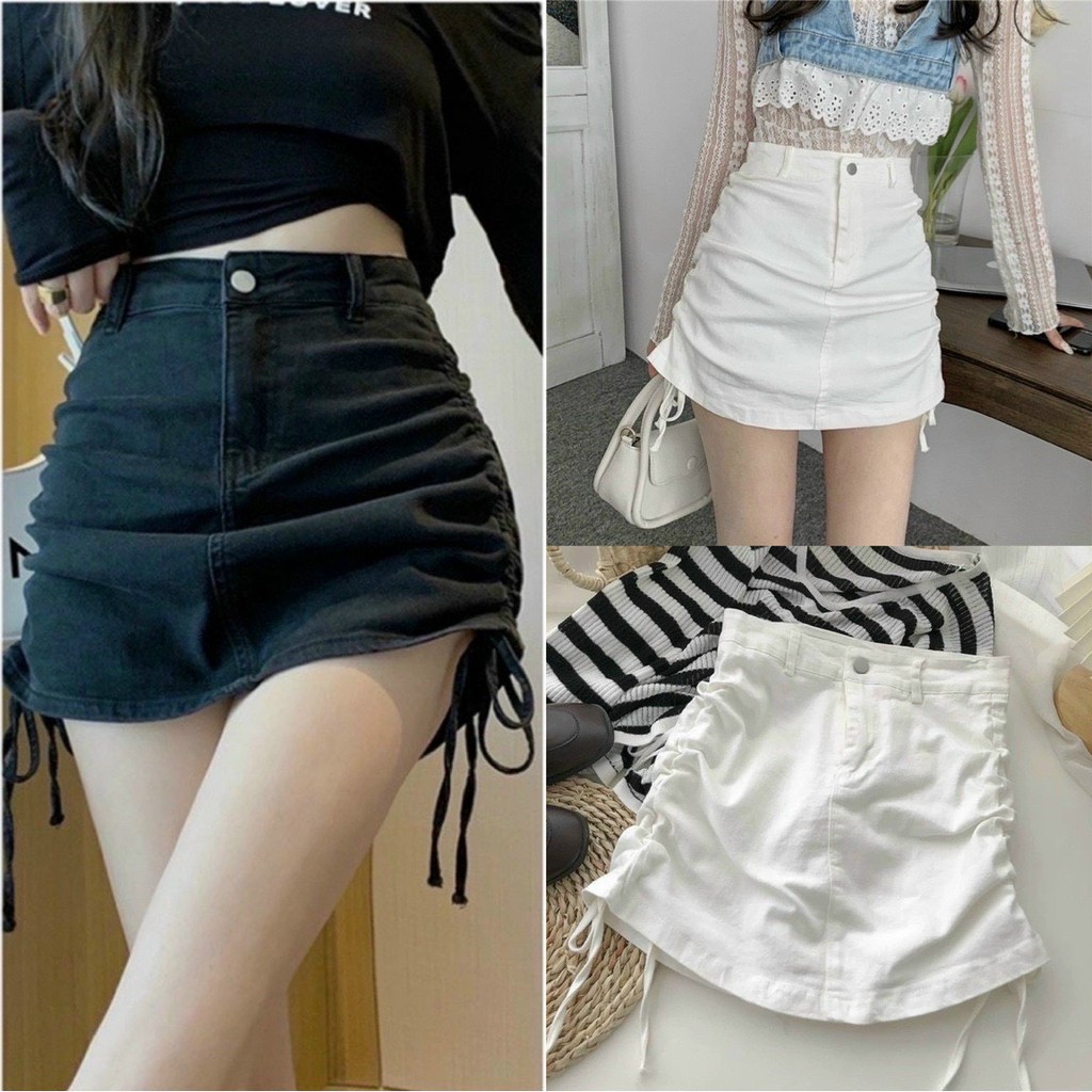 Chân váy kaki chữ A rút dây 2 bên cực xinh , chất kaki dày dặn co giãn