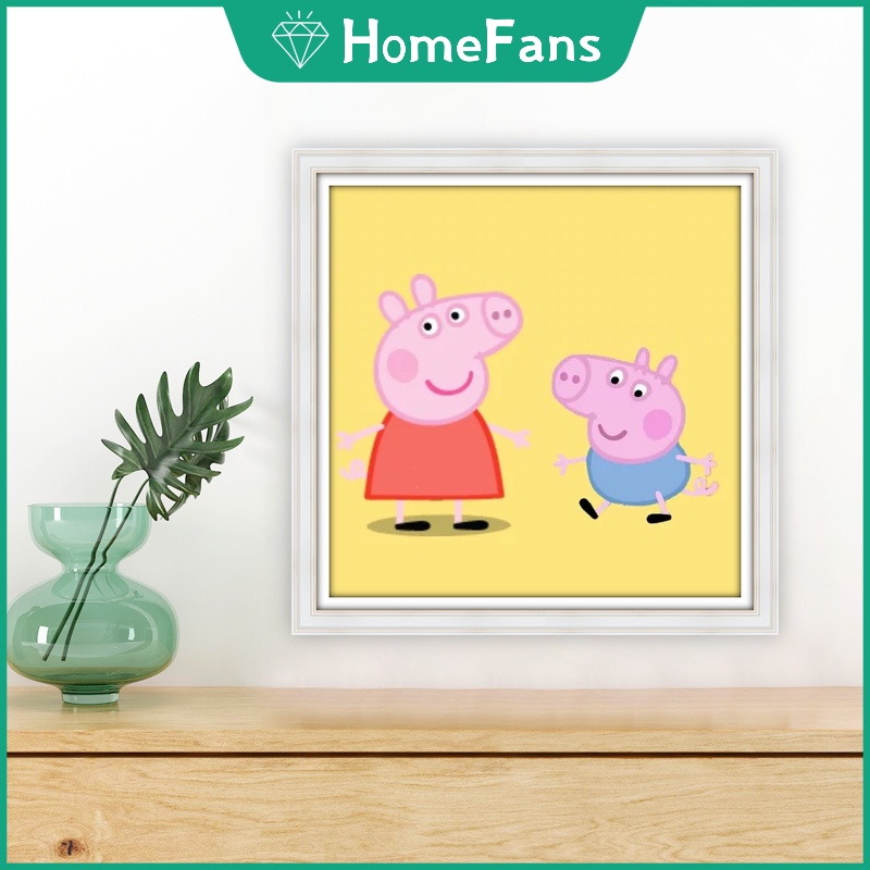 Bộ Tranh Đính Đá 5D Tự Làm Hình Heo Peppa 30x30cm / 40x40cm
