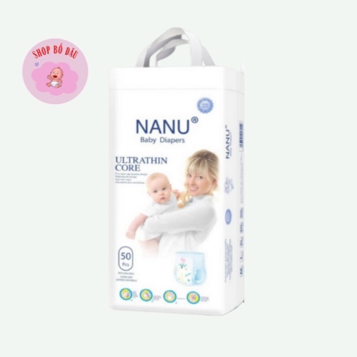 Bỉm quần Nanu baby ultrathin xuất Nhật size S/M/L/XL/XXL/XXXL, tã dán Nanu siêu mỏng mềm mịn cho bé bịch 50 miếng