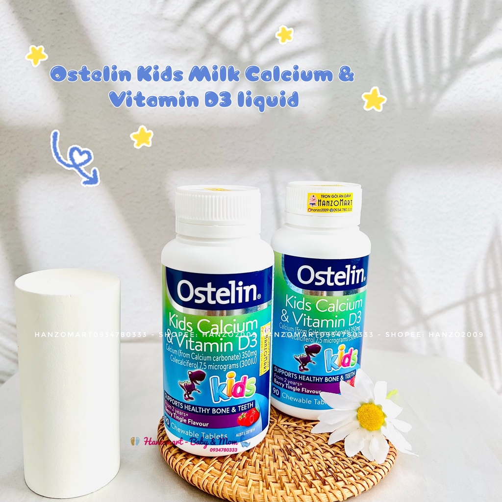Canxi Nước Kids Milk Calcium &amp; Vitamin D3 Liquid 90ml Ostelin của Úc