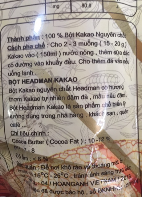 bột Kakao nguyên chất hoang anh