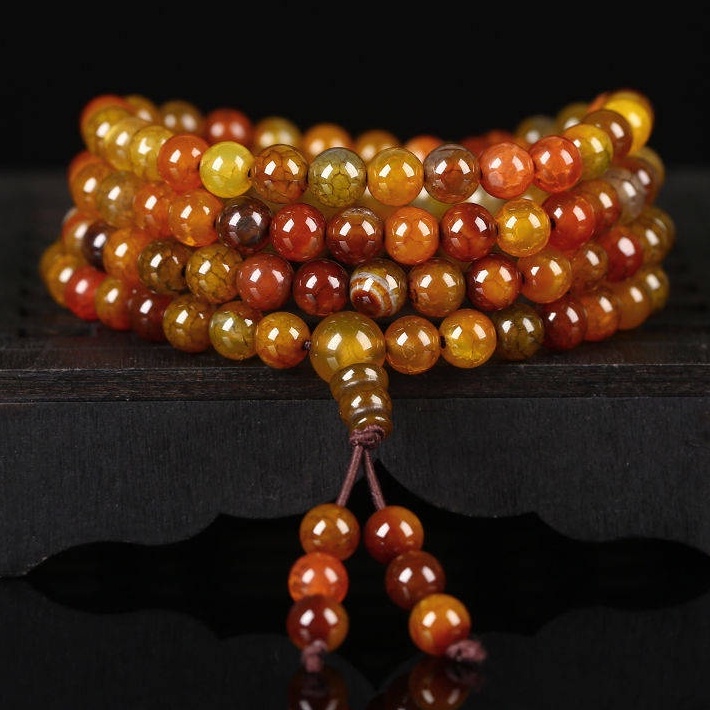 Vòng Tay Chuỗi 108 Hạt Đá Thạch Anh Cuốn Tay 4 Vòng Dành Cho Nam Và Nữ