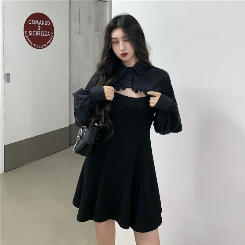 Sét áo croptop và đầm xoè xinh xắn_UN
