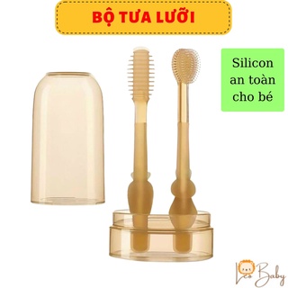 Bộ rơ lưỡi, tưa lưỡi chất liệu silicon cho trẻ từ 6 tháng