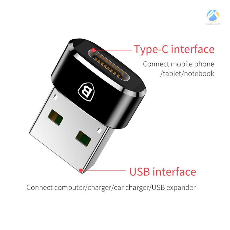 Đầu Chuyển BASEUS Type C Sang USB (Type A) Tốc Độ Cao (USB Type C To Type A Adapter/ Converter) - Hàng Chính Hãng