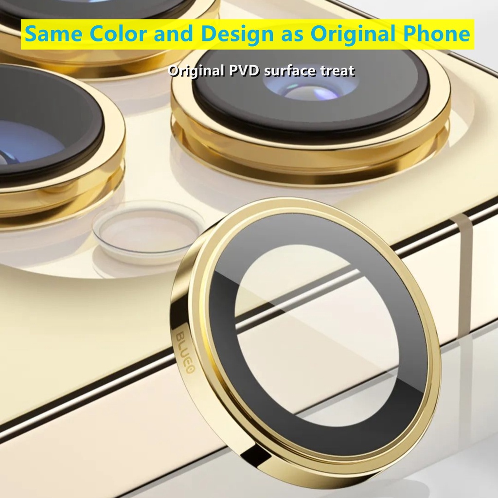 Blueo miếng dán bảo vệ camera PVD cho iphone 13/14/15 bằng thép không gỉ cho iphone 15 pro max Bảo vệ máy ảnh