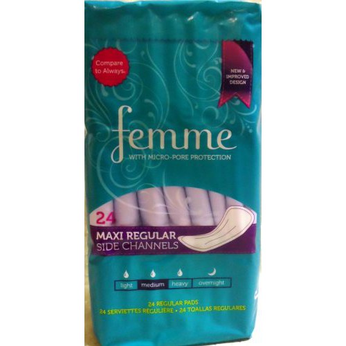 Băng vệ sinh Mỹ Femme Max Regular Không Cánh ( 24 miếng )