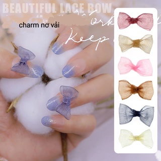 Charm nơ ren nail, nơ vải trang trí móng tay