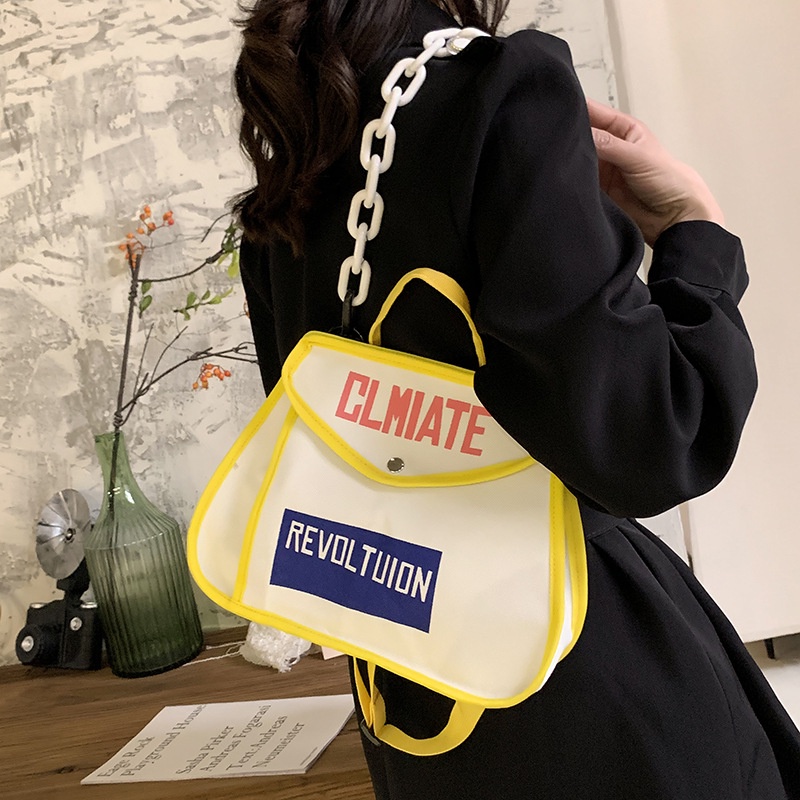 Túi Đeo Vai Bằng Vải canvas Màu Sắc Tương Phản Phong Cách Hàn Quốc Dành Cho Nữ