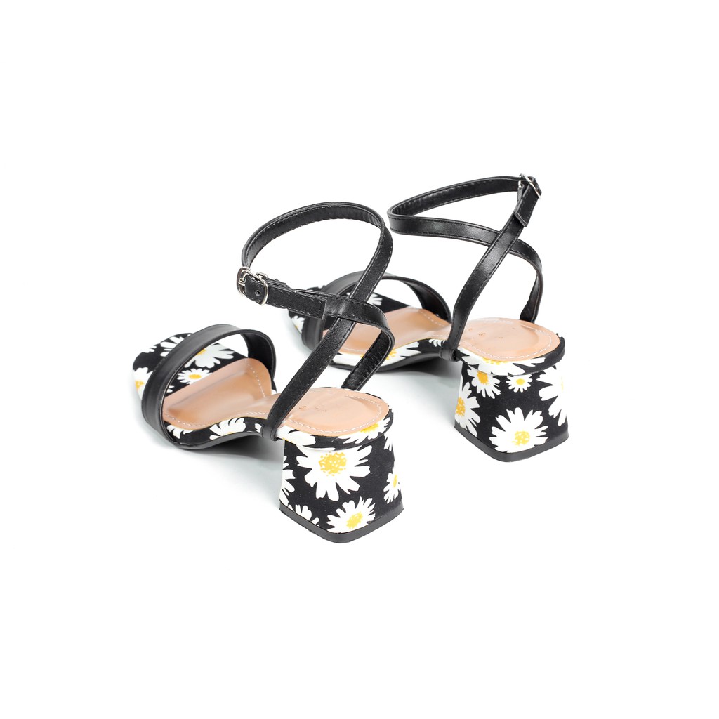 Giày Sandal Cao Gót 5cm Hoa Cúc Quai Ngang Pixie S517