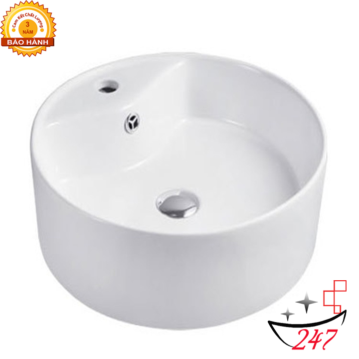 Chậu rửa mặt lavabo  tròn trắng chất liệu men sứ chống bẩn cao cấp .