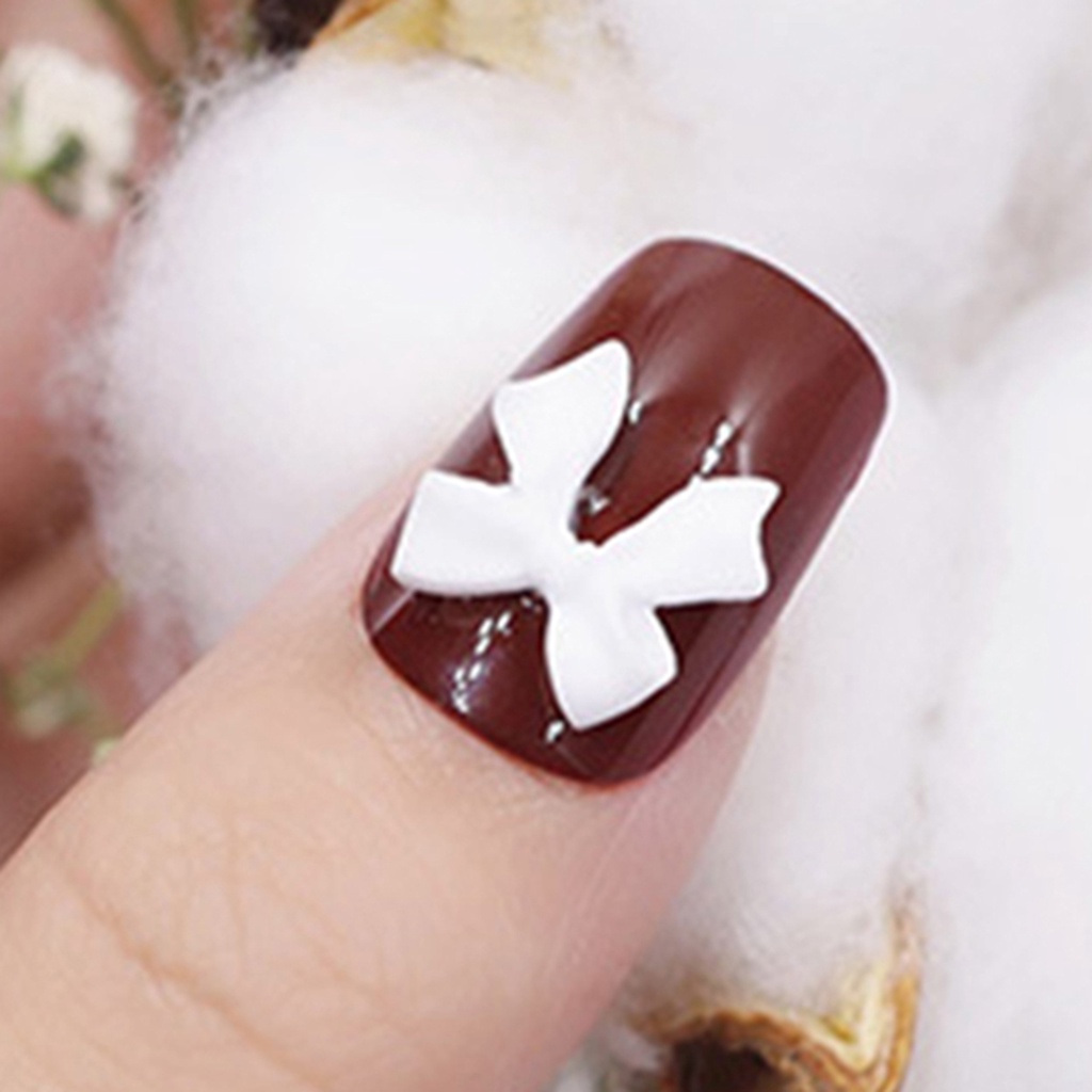 Set 1 Túi 100 Miếng Dán Trang Trí Móng Tay 3D Đa Năng Hình Nơ Dành Cho Salon