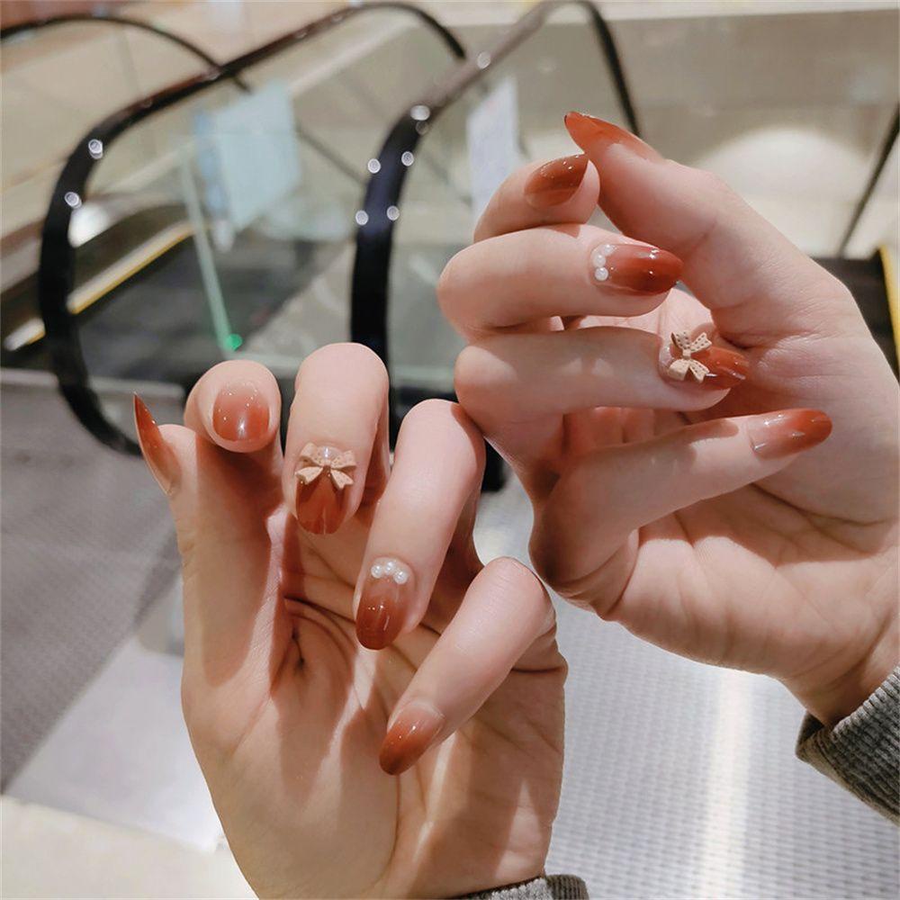 MIHAN1 Bộ 24 Móng Tay Giả Che Phủ Toàn Diện Có Thể Tháo Rời