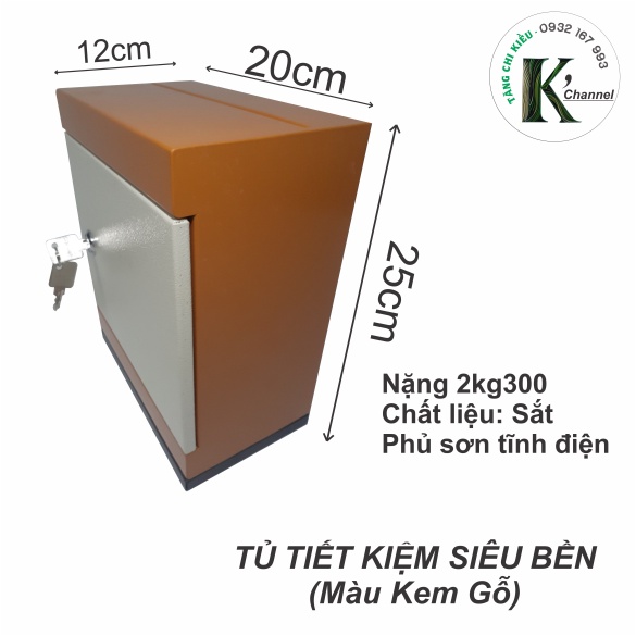 Tủ Sắt Mini - Tủ Tiết Kiệm KHÓA CHÌA (Màu Kem Gỗ)