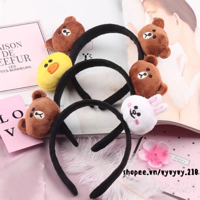Cài Tóc Hai Con Gấu Brown Cony, Line Friend Xinh Xắn Đáng Yêu