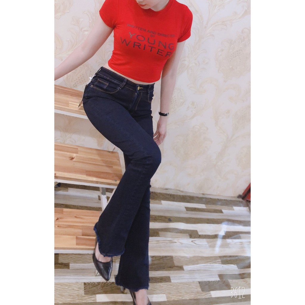 Quần Jeans Nữ Ống Loe Dai 103cm Sang Chảnh Ảnh Chụp Thật