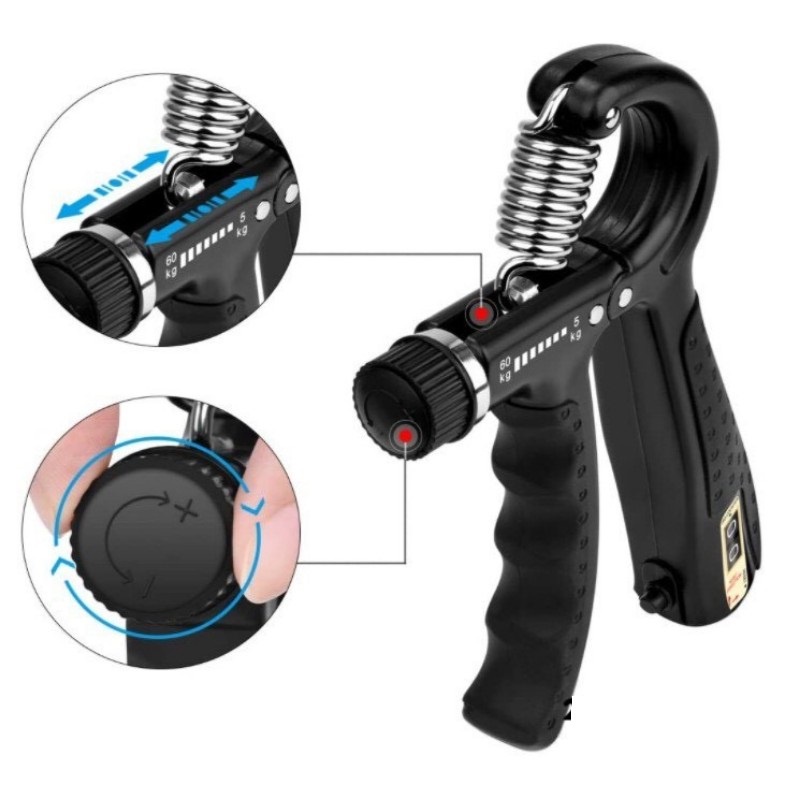 Kìm Bóp Tay Điều Chỉnh Lò Xo 5-60kg Có Đếm Số, Dụng Cụ Tập Cơ Tay (Hàng Xịn)