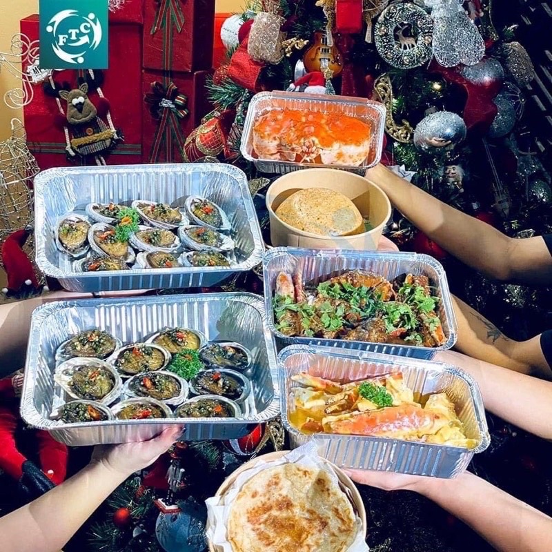 Set 4 Khay Giấy Nhôm Hình Vuông Đựng Thực Phẩm Tiện Dụng
