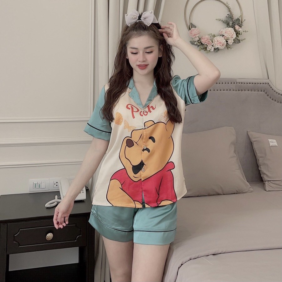 [FREE SHIP] Bộ đồ Pijama lụa💖Bộ lụa thiết kế Quần Sooc Họa tiết chất liệu mát lịm [Siêu Hot] | BigBuy360 - bigbuy360.vn