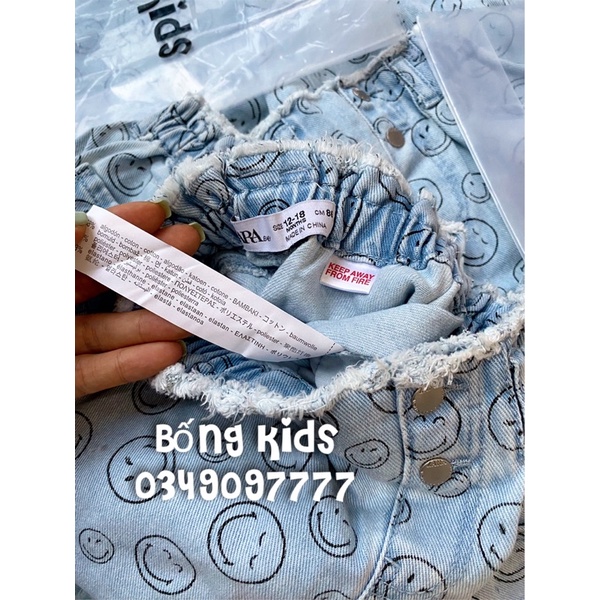 Quần Short Jean Bé Gái Mặt Cười ZR