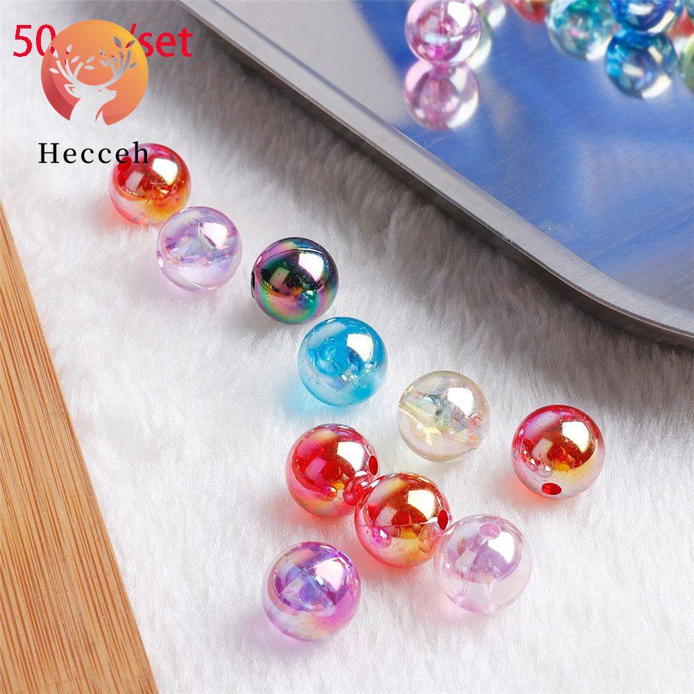 ⚝Hecceh⚝ Bộ 50 Hạt Nhựa Acrylic Có Lỗ Nhiều Màu Sắc Dùng Làm Trang Sức Thủ Công DIY