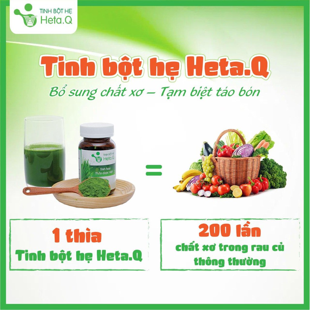 [ DỨT ĐIỂM TÁO BÓN CHO TRẺ ] Tinh bột hẹ - Heta.Q - Thực phẩm điều trị táo bón - Bổ sung chất xơ gấp 200 lần rau xanh