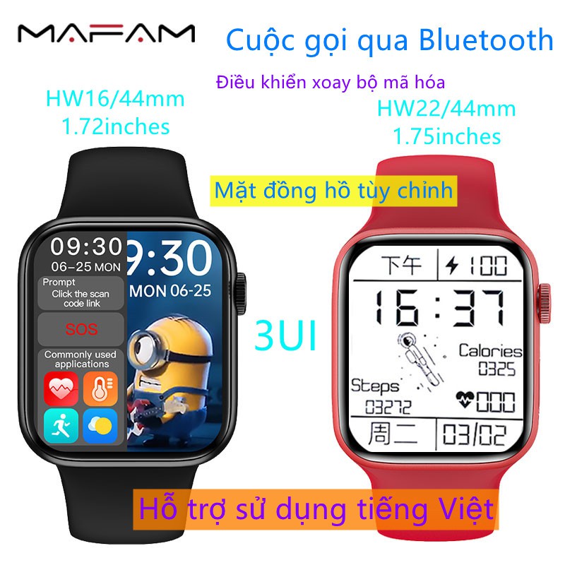 [Mã SKAMPUSHA8 giảm 8% đơn 300K] Đồng hồ thông minh bluetooth Mafam IWO HW22 chống nước IP67 màn hình cảm ứng 1.75"