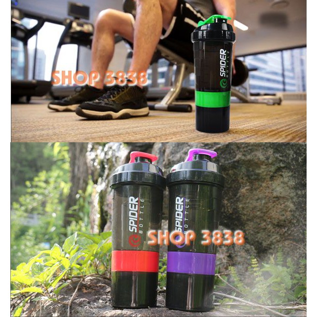 Bình Nước Lắc Shaker 3 Tầng Có Lò Xo Pha Chế Bột Sữa Whey Trà