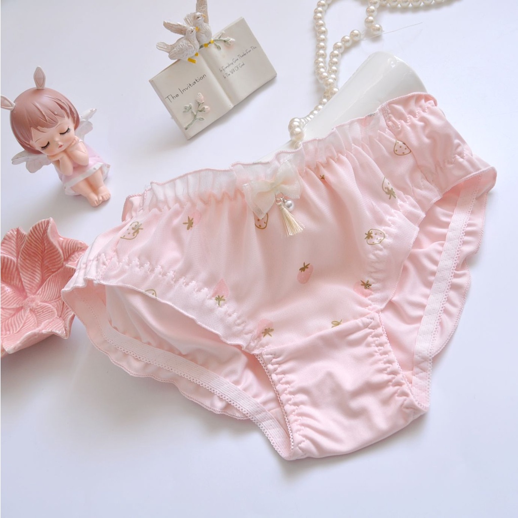 Quần Lót Vải Chiffon Lụa Đính Nơ Phong Cách Nhật Bản