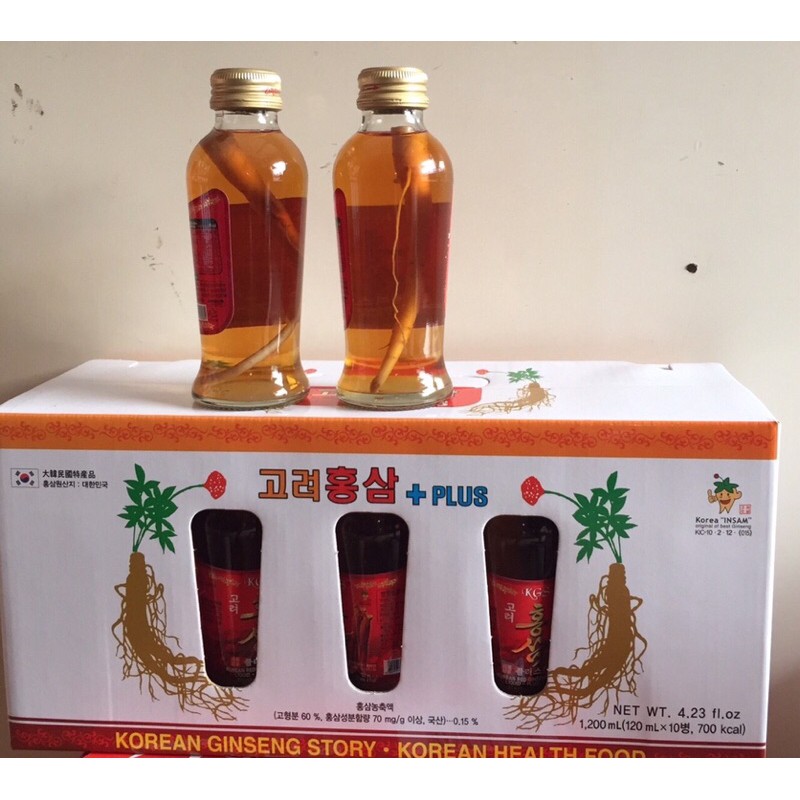 Nước hồng sâm có củ KGS Hàn Quốc 10 chai x 120ml, nước hồng sâm, PP Sâm Yến Thái An