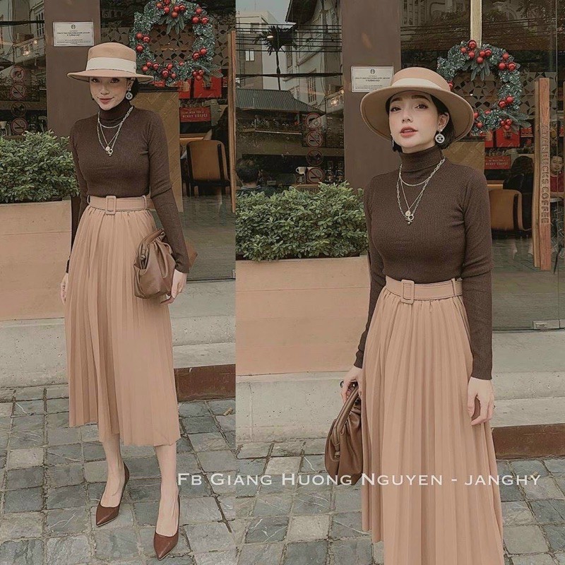 chân váy xếp ly kèm đai bigsize kèm ảnh mẫu bigsize | BigBuy360 - bigbuy360.vn