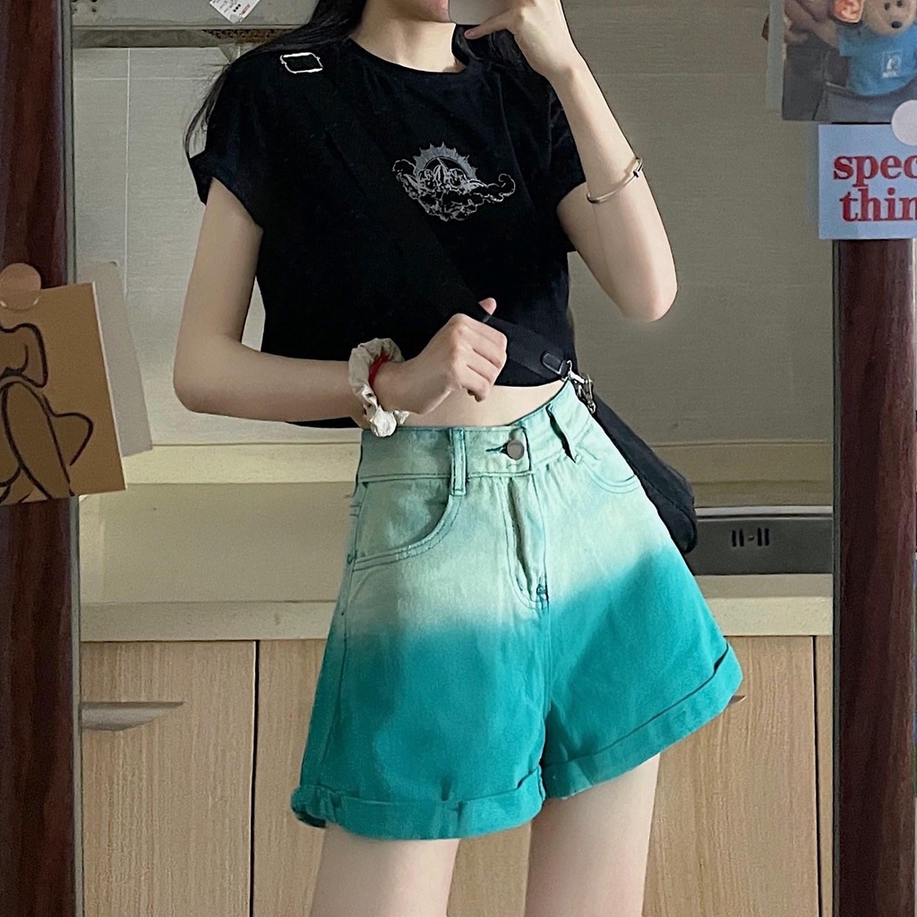 Quần Short Denim Lưng Cao Thời Trang Mùa Hè Dành Cho Nữ
