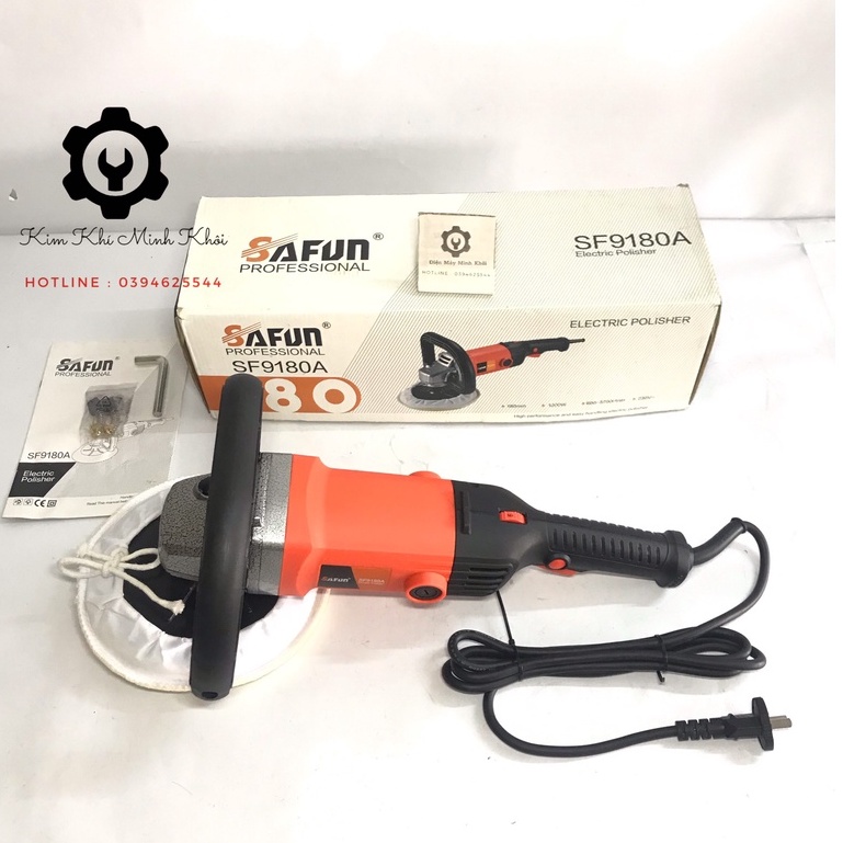Máy đánh bóng ô tô, xe máy SaFun 180MM 6 cấp độ, công suất lớn 1200W| Máy đánh bóng xe hơi lông cừu