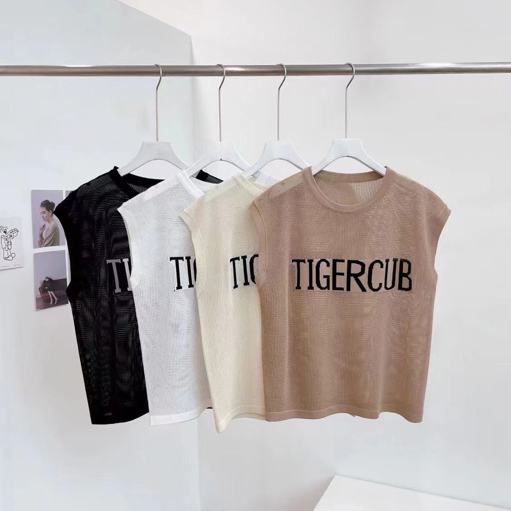 Áo Thun Dệt Kim Không Tay Cổ Tròn Dáng Rộng Thời Trang Mùa Hè Dành Cho Nữ