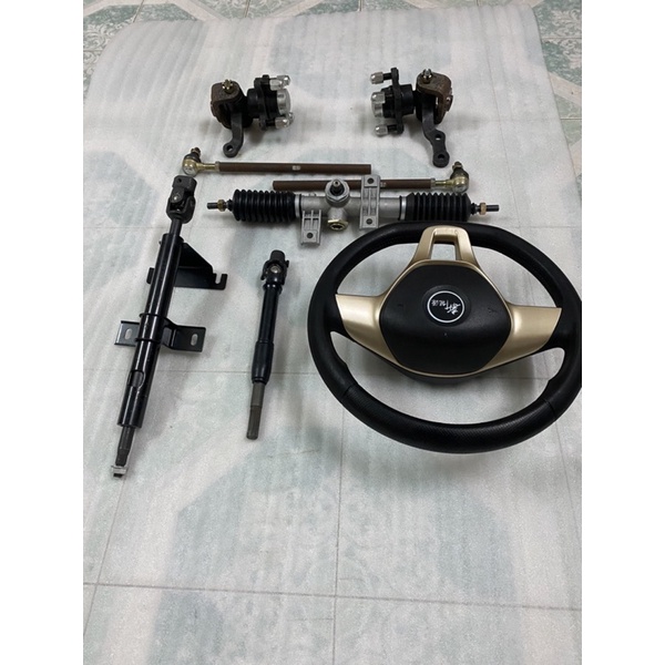 Bộ lái vô lăng xe 4 bánh,mai ơ tim ốc đo vuông 7cm,chéo 10cm,dùng chế xe 4 bánh lái vô lăng