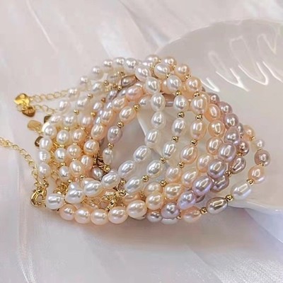 Vòng Tay Hạt Ngọc Trai 7-8ly Đủ Màu Kiểu Dáng Hiện Đại, Tinh Tế - Ngọc Trai Trường Thịnh