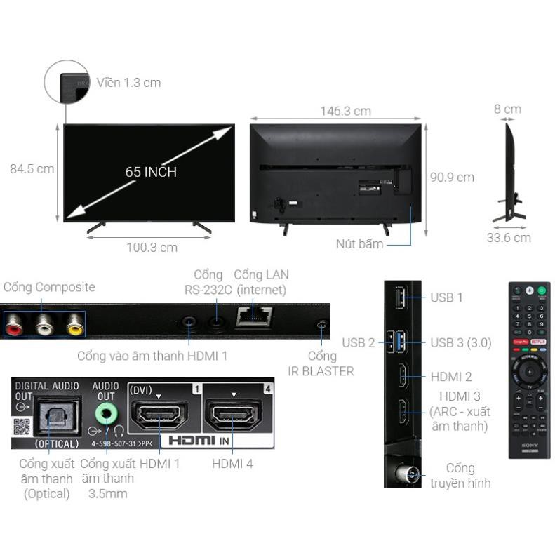 Tivi SONY 65 inch 4K Smart Tivi (đen) KD-65X8000G  (Vận chuyển và lắp đặt trực tiếp miễn phí khu vực TP Hà Nội)