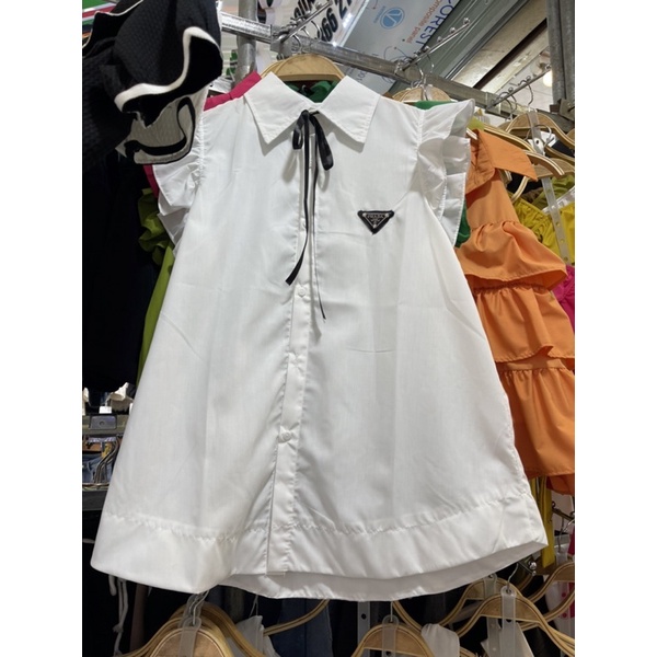 ÁO SƠ MI PADA TAY BÈO NƠ ĐEN CHẤT ĐẸP MS18828