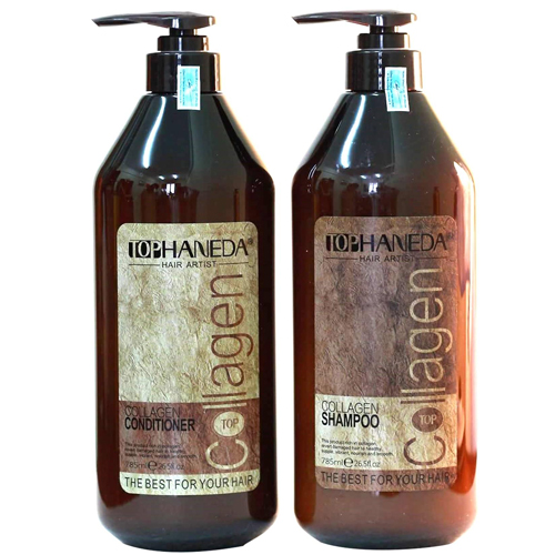 Cặp dầu gội xả phục hồi siêu mượt tóc Top Haneda Collagen Shampoo & Conditioner 785mlx2 - Chính hãng