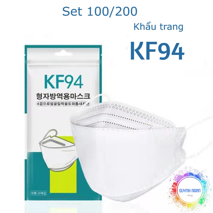 Set 100 khẩu trang KF94 thiết kế 4D chất liệu an toàn phòng chống giọt bắn bụi mịn vi khuẩn gây bệnh