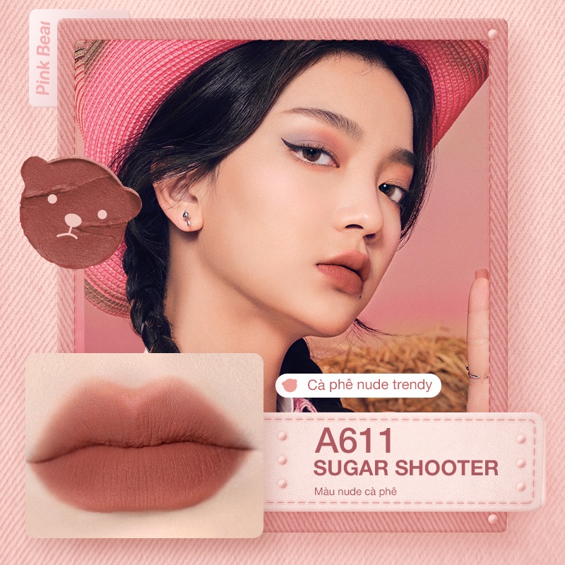 Son Kem Lì Pink Bear (Phiên bản Pink Cowboy) Siêu Mịn Lâu Trôi Không Khô Môi 6 Màu Trendy 2.5g | BigBuy360 - bigbuy360.vn