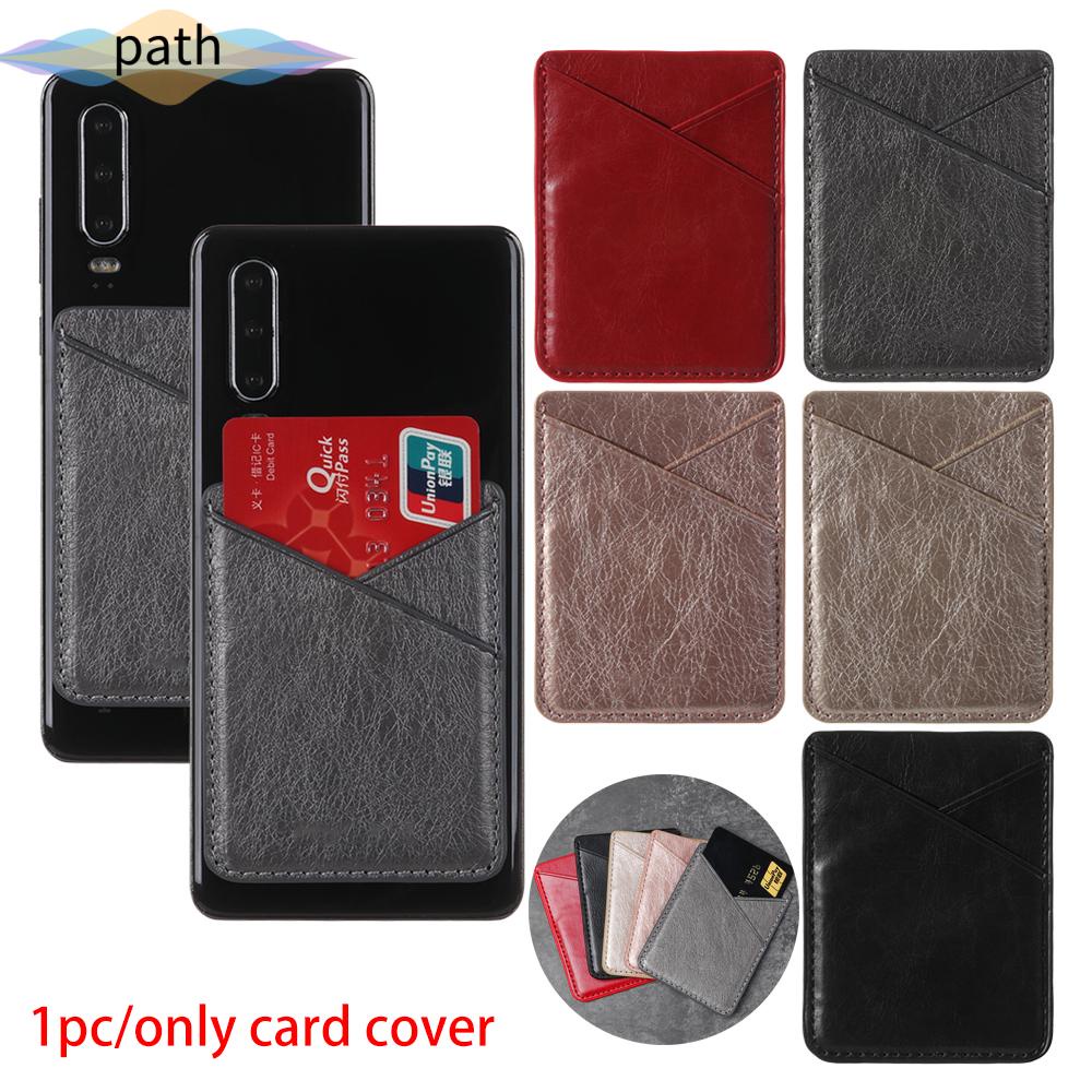 PATH New Cellphone Pocket Universal Wallet Case Card Holder Double-deck Adhesive Sticker Leather Solid Bag Pouch/Multicolor