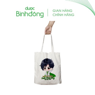  Túi Canvas Dược Bình Đông màu trắng có quai đeo, kéo khoá bên trong