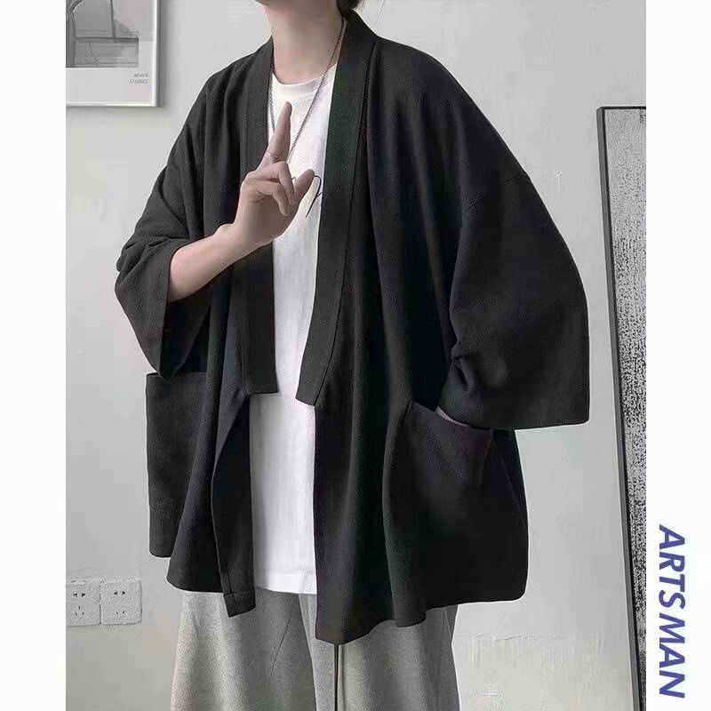 Áo Khoác Kimono Vải Polyester Dáng Rộng Kiểu Nhật Bản Thời Trang Cho Cặp Đôi 0405